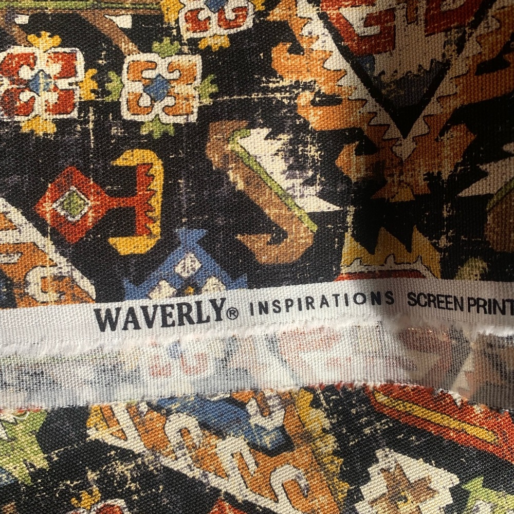 Waverly screen print Fabric 100% cotton distress look 2 yards 45 inches wide - Picture 5 of 5